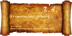 Krumenacker Albert névjegykártya